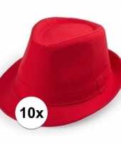 Goedkoop x rode trilby hoedjes volwassenen carnavalskleding 10114687
