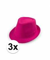 Goedkoop x roze trilby hoedjes volwassenen carnavalskleding 10109529