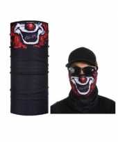 Goedkoop zwart biker masker clownprint volwassennen carnavalskleding