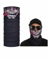 Goedkoop zwart biker masker grappig funny gezichtprint volwassennen carnavalskleding