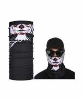 Goedkoop zwart biker masker skeletprint volwassennen carnavalskleding