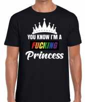 Goedkoop zwart you know i am a fucking princess gay pride t-shirt heren carnavalskleding