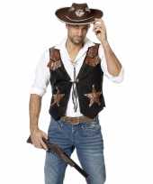 Goedkoop zwarte bruin cowboy vest heren carnavalskleding