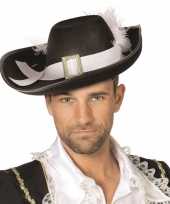 Goedkoop zwarte hoed witte veer carnavalskleding