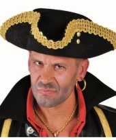 Goedkoop zwarte piraat hoed deluxe carnavalskleding
